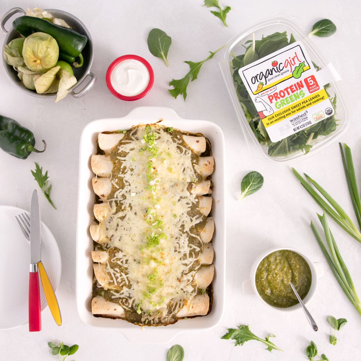protein greens enchiladas verdes
