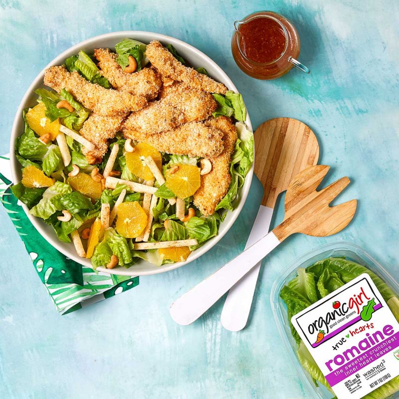 coconut crusted chicken salad with zesty citrus dressing
